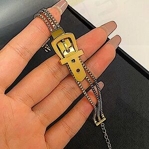 Belt Buckle Design 18K Gold Plated Bracelet
